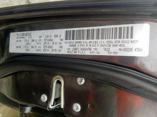 1C6RR7LT4KS524780 - 2019 RAM 1500 CLASSIC SLT  photo 10