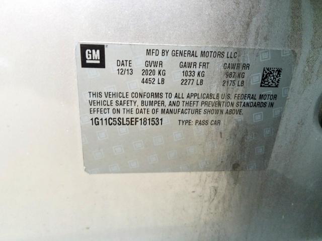 1G11C5SL5EF181531 - 2014 CHEVROLET MALIBU 1LT  照片 10