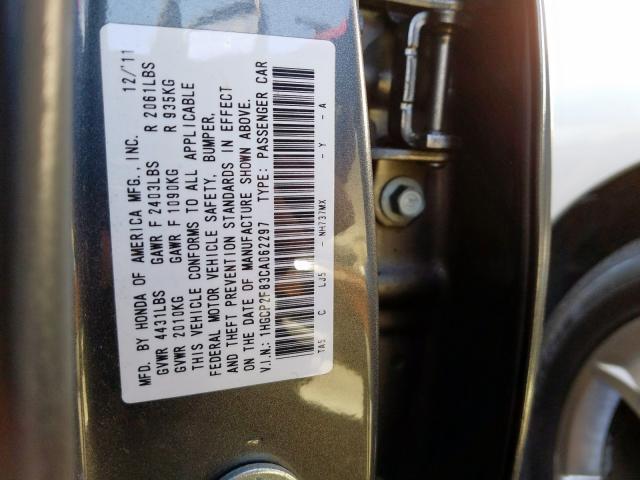 1HGCP2F83CA062297 - 2012 HONDA ACCORD EXL  photo 10