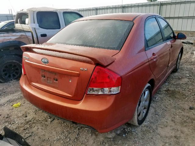 KNAFE221495026921 - 2009 KIA SPECTRA EX ORANGE photo 4