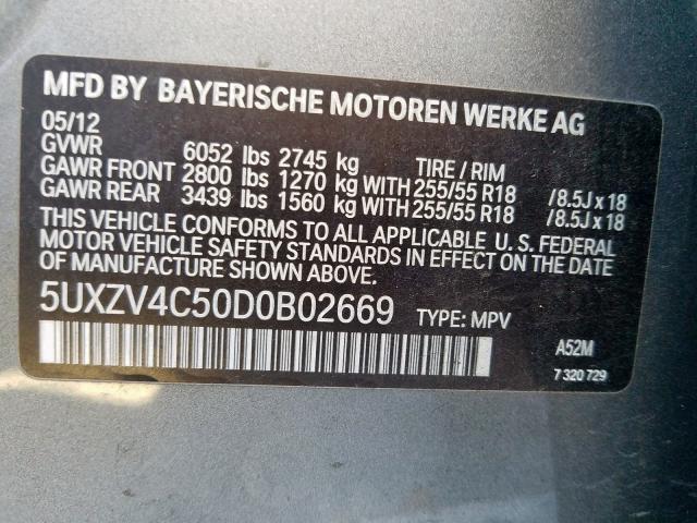 5UXZV4C50D0B02669 - 2013 BMW X5 XDRIVE35I  photo 10
