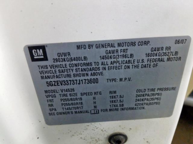 5GZEV33737J173600 - 2007 SATURN OUTLOOK SPECIAL  照片 10