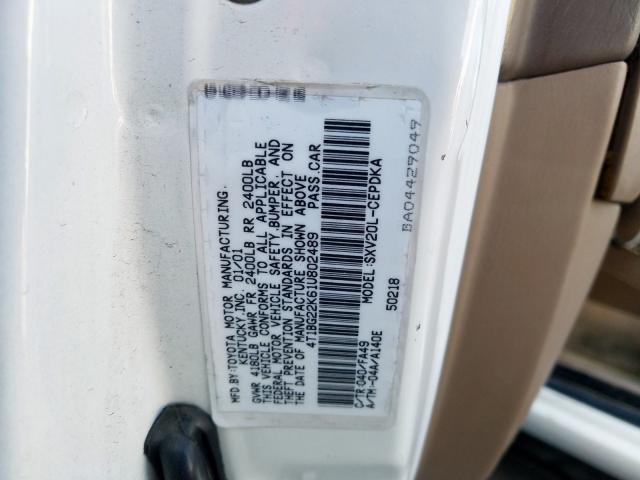 4T1BG22K61U802489 - 2001 TOYOTA CAMRY CE  photo 10