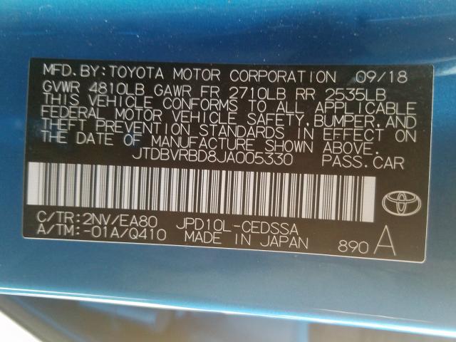 JTDBVRBD8JA005330 - 2018 TOYOTA MIRAI  photo 10