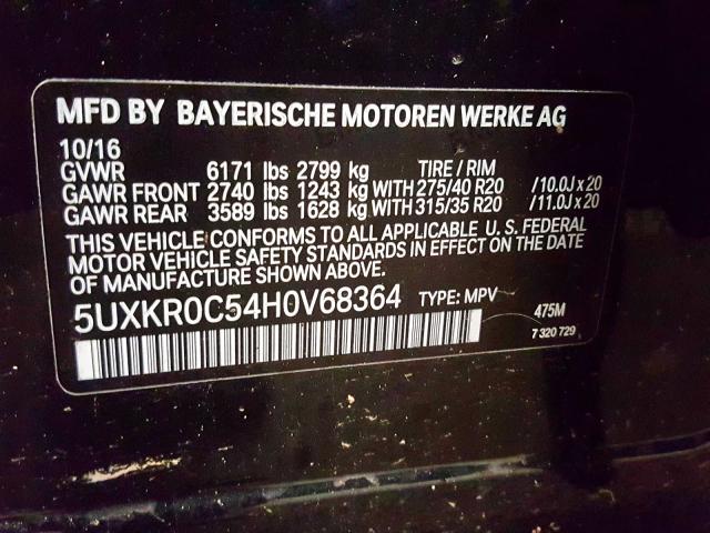 5UXKR0C54H0V68364 - 2017 BMW X5 XDRIVE35I  photo 10