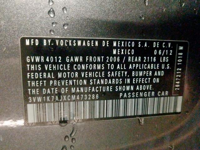 3VW1K7AJXCM473286 - 2012 VOLKSWAGEN JETTA BASE  լուսանկար 10