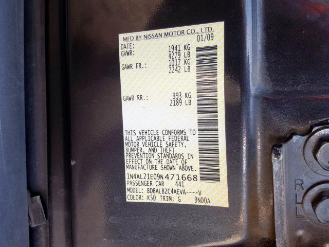 1N4AL21E09N471668 - 2009 NISSAN ALTIMA 2.5  photo 10