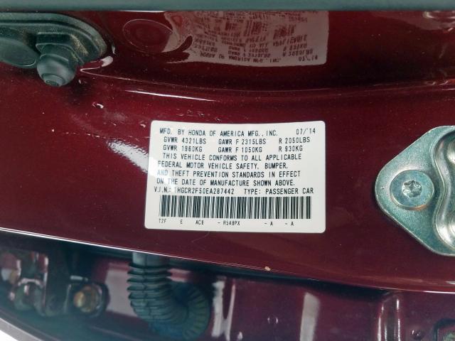 1HGCR2F50EA287442 - 2014 HONDA ACCORD SPORT  photo 10