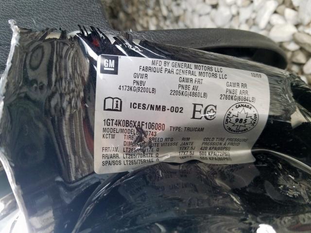 1GT4K0B6XAF106080 - 2010 GMC SIERRA K2500 SLE  photo 10