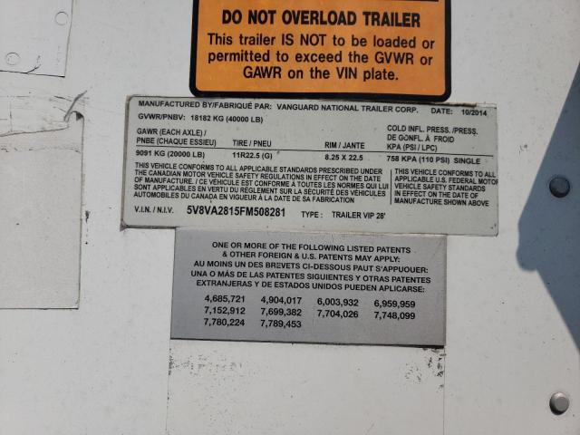 5V8VA2815FM508281 - 2015 OTHR TRAILER WHITE photo 9