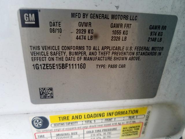 1G1ZE5E15BF111160 - 2011 CHEVROLET MALIBU LTZ  照片 10