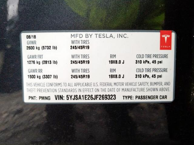 5YJSA1E26JF269323 - 2018 TESLA MODEL S  լուսանկար 10