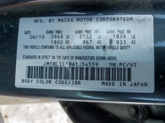 JM1BL1SF8A1354559 - 2010 MAZDA 3 I  photo 10