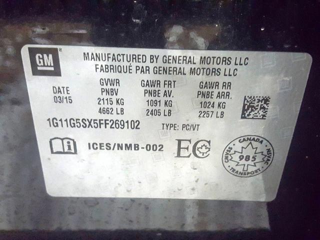 1G11G5SX5FF269102 - 2015 CHEVROLET MALIBU LTZ  照片 10