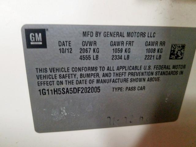 1G11H5SA5DF202005 - 2013 CHEVROLET MALIBU LTZ  ფოტო 10