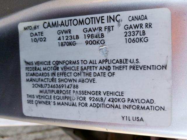 2CNBJ734636914788 - 2003 CHEVROLET TRACKER ZR2  照片 10