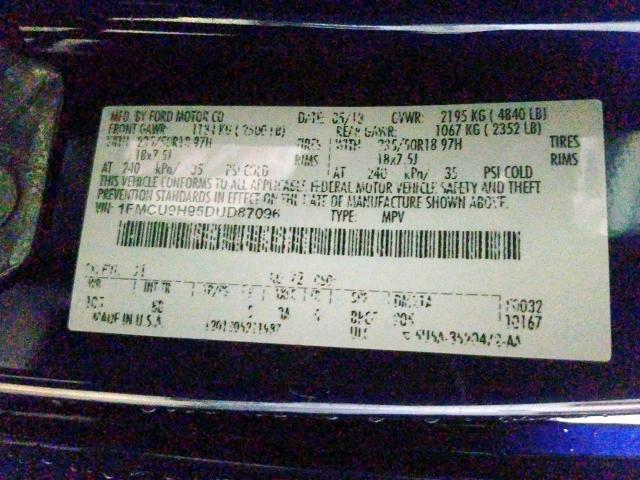 1FMCU9H95DUD87096 - 2013 FORD ESCAPE SEL  photo 10