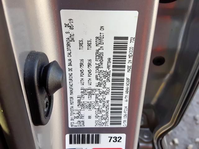 3TMCZ5AN9KM256146 - 2019 TOYOTA TACOMA DOUBLE CAB  foto 10