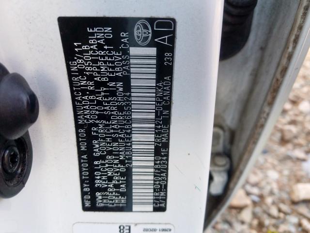 2T1BU4EE4BC665324 - 2011 TOYOTA COROLLA BASE  foto 10