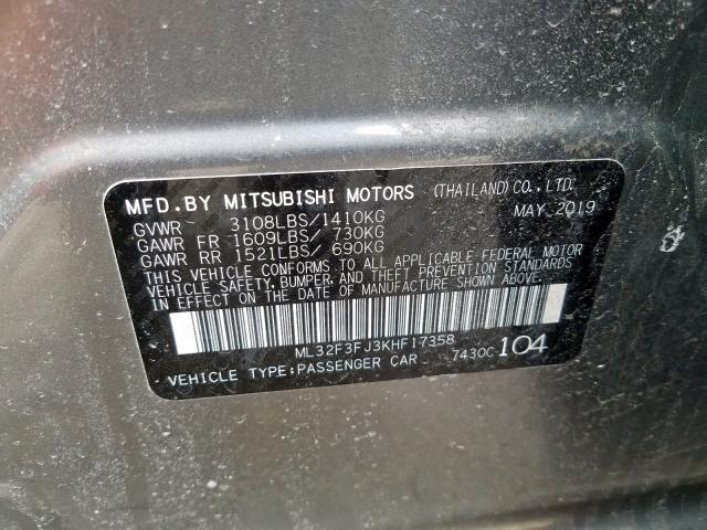 ML32F3FJ3KHF17358 - 2019 MITSUBISHI MIRAGE G4 ES  foto 10