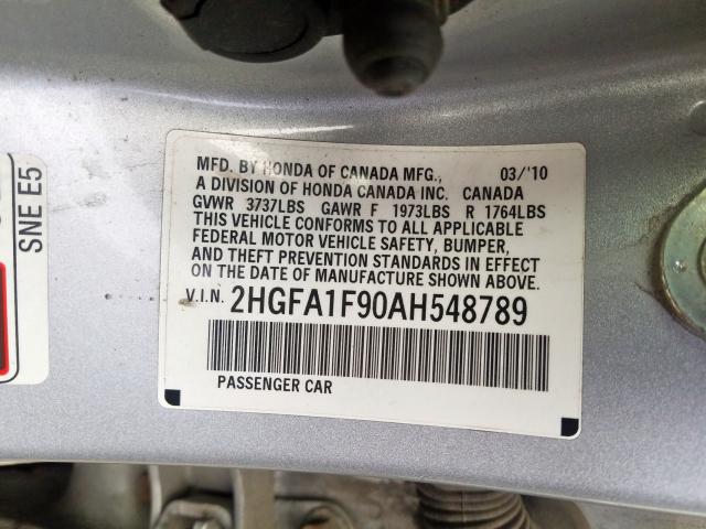 2HGFA1F90AH548789 - 2010 HONDA CIVIC EXL  照片 10