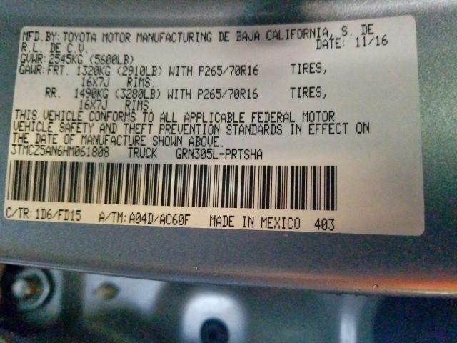 3TMCZ5AN6HM061808 - 2017 TOYOTA TACOMA DOUBLE CAB  照片 10