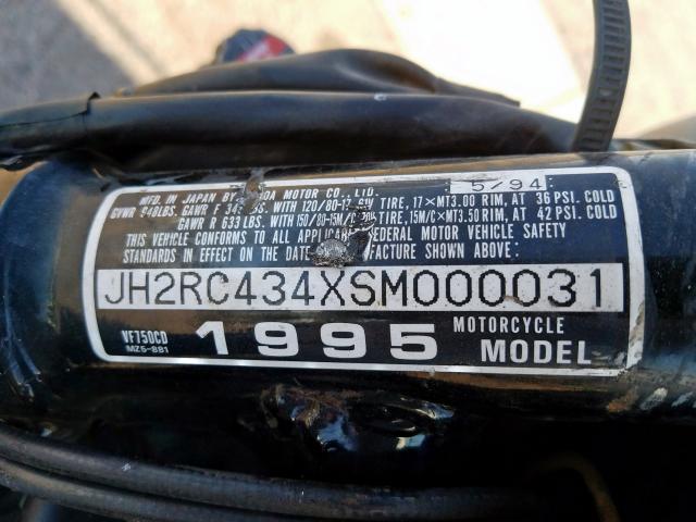 JH2RC434XSM000031 - 1995 HONDA VF750 CD  photo 10