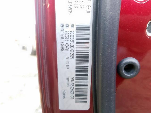 2C3CDZFJ2KH679505 - 2019 DODGE CHALLENGER R/T SCAT PACK  photo 10