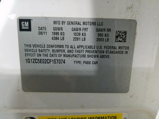 1G1ZC5E02CF157074 - 2012 CHEVROLET MALIBU 1LT  照片 10