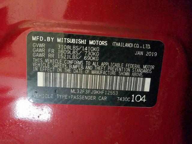 ML32F3FJ9KHF12553 - 2019 MITSUBISHI MIRAGE G4 ES  фото 10