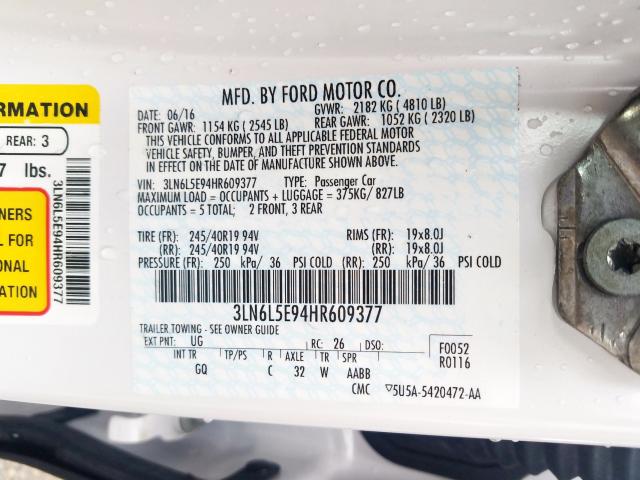 3LN6L5E94HR609377 - 2017 LINCOLN MKZ RESERVE  ფოტო 10