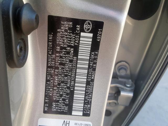 4T1BK1EB6GU235598 - 2016 TOYOTA AVALON XLE  photo 10