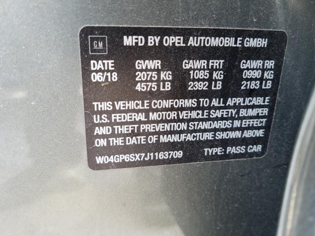 W04GP6SX7J1163709 - 2018 BUICK REGAL ESSENCE GRAY photo 10