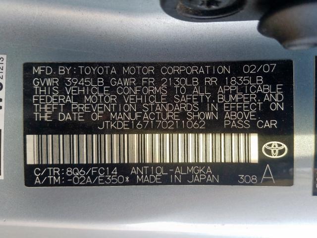 JTKDE167170211062 - 2007 TOYOTA SCION TC  照片 10