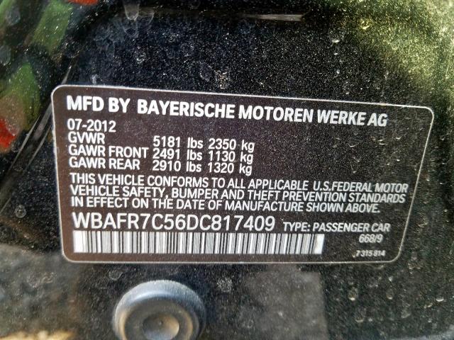 WBAFR7C56DC817409 - 2013 BMW 535 I  photo 10