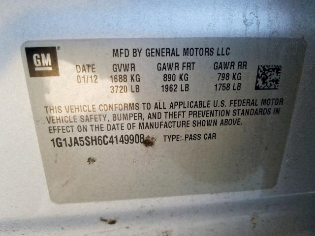 1G1JA5SH6C4149908 - 2012 CHEVROLET SONIC LS  photo 10