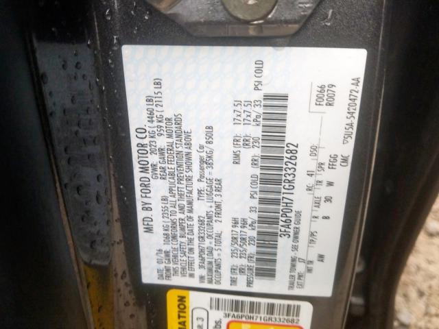 3FA6P0H71GR332682 - 2016 FORD FUSION SE  photo 10