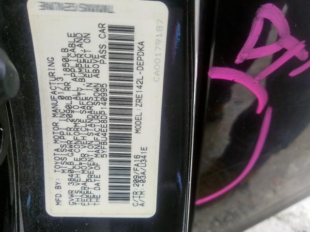 5YFBU4EE8DP140995 - 2013 TOYOTA COROLLA BASE  照片 10