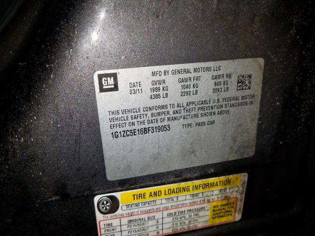 1G1ZC5E16BF319053 - 2011 CHEVROLET MALIBU 1LT  照片 10