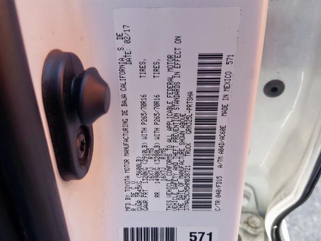 3TMAZ5CN5HM038721 - 2017 TOYOTA TACOMA DOUBLE CAB  照片 10