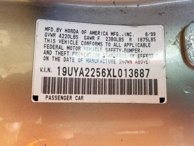 19UYA2256XL013687 - 1999 ACURA 3.0CL  Foto 10