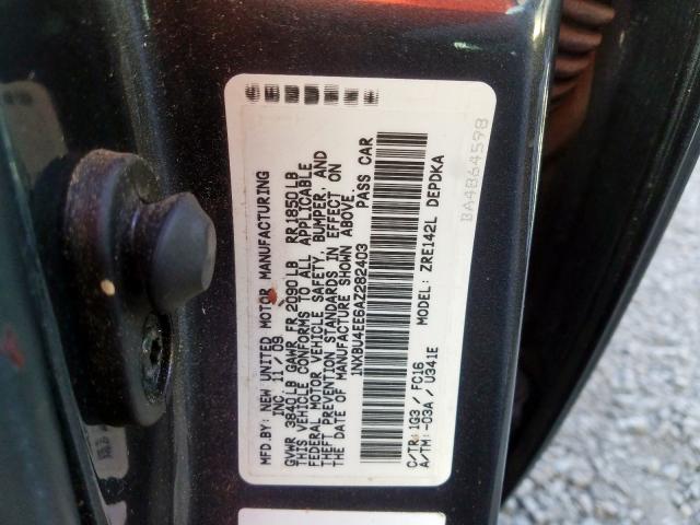 1NXBU4EE6AZ282403 - 2010 TOYOTA COROLLA BASE  照片 10