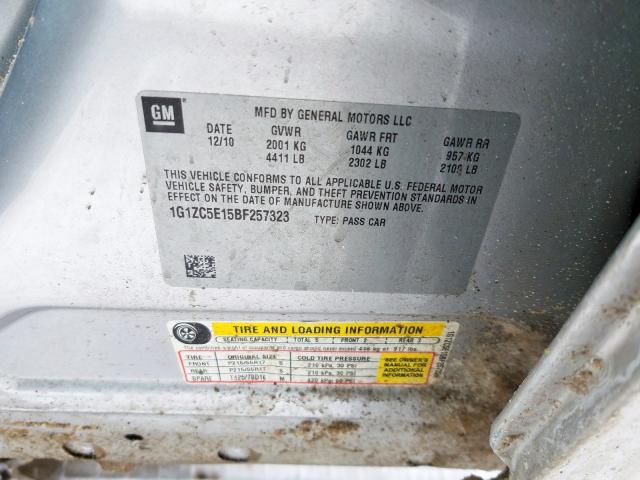 1G1ZC5E15BF257323 - 2011 CHEVROLET MALIBU 1LT  照片 10