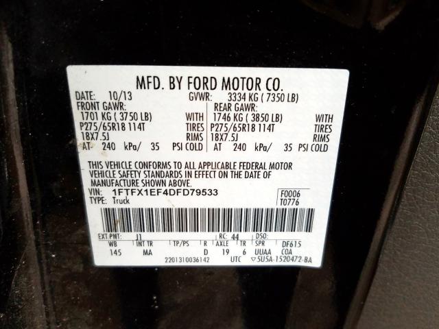 1FTFX1EF4DFD79533 - 2013 FORD F150 SUPER CAB  photo 10