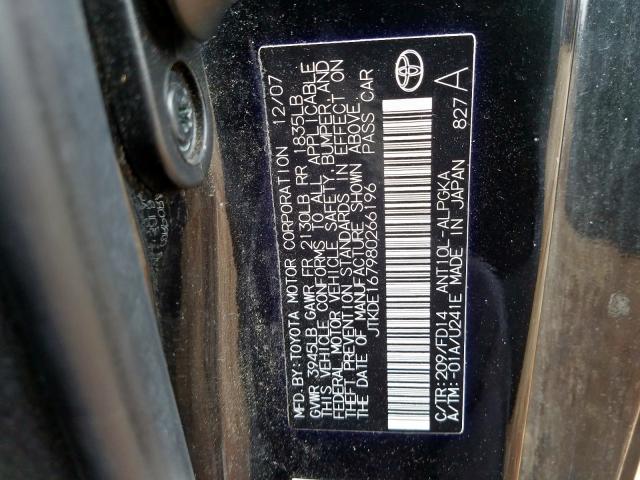 JTKDE167980266196 - 2008 TOYOTA SCION TC  ფოტო 10