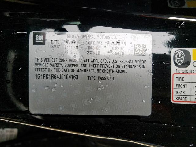 1G1FK1R64J0104163 - 2018 CHEVROLET CAMARO ZL1  照片 10