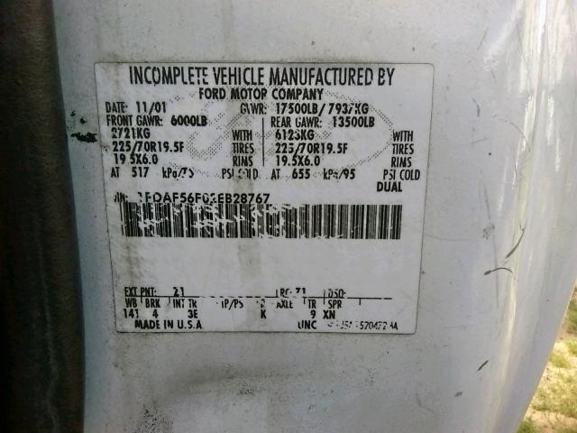 1FDAF56F02EB28767 - 2002 FORD F550 SUPER DUTY  photo 10