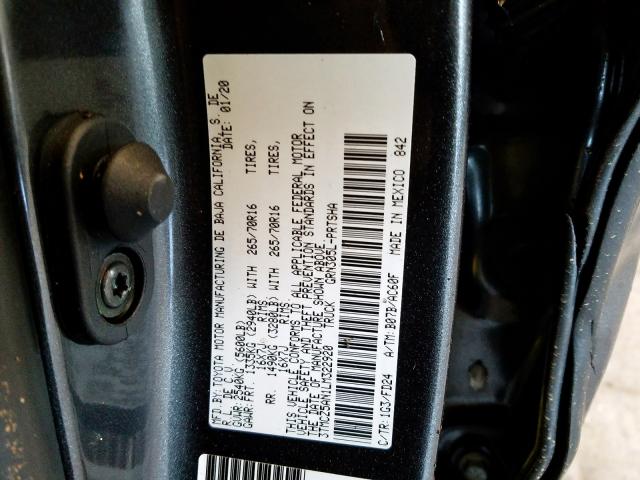 3TMCZ5AN1LM322920 - 2020 TOYOTA TACOMA DOUBLE CAB  照片 10