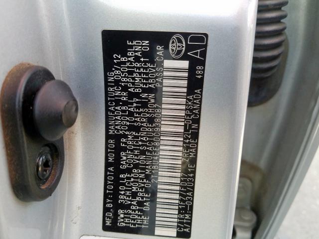 2T1BU4EE8DC938087 - 2013 TOYOTA COROLLA BASE  照片 10