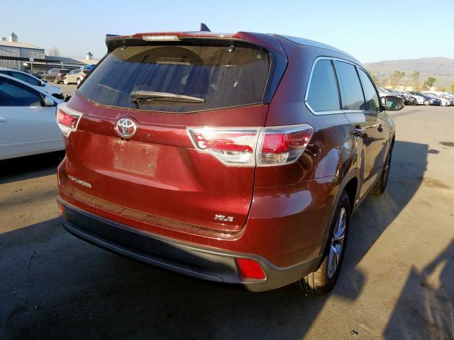 5TDKKRFH5ES005316 - 2014 TOYOTA HIGHLANDER XLE  photo 4